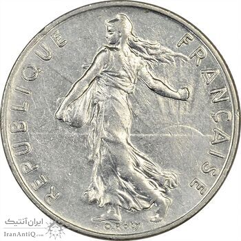 سکه 1/2 فرانک 1977 جمهوری کنونی - AU50 - فرانسه
