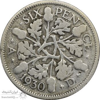 سکه 6 پنس 1930 جرج پنجم - VF30 - انگلستان سکه 6 پنس 1930 جرج پنجم - VF30 - انگلستان