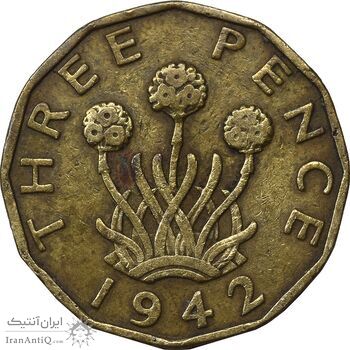 سکه 3 پنس 1942 جرج ششم - VF35 - انگلستان