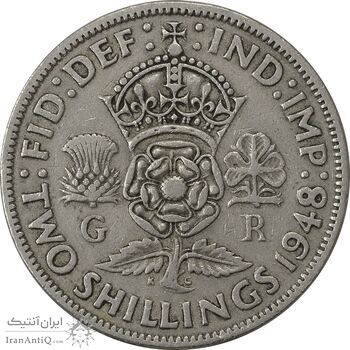 سکه 2 شیلینگ 1948 جرج ششم - VF30 - انگلستان