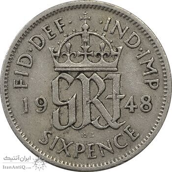 سکه 6 پنس 1945 جرج ششم - EF45 - انگلستان