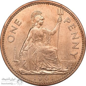 سکه 1 پنی 1961 الیزابت دوم - MS62 - انگلستان