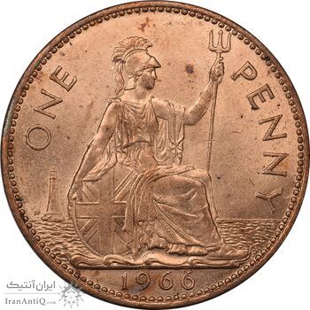 سکه 1 پنی 1966 الیزابت دوم - MS61 - انگلستان