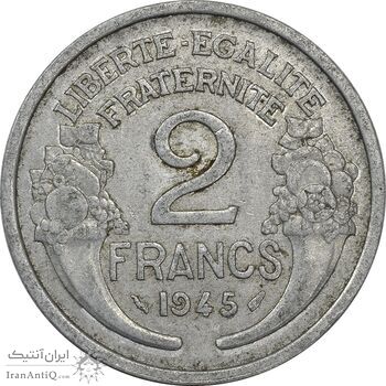 سکه 2 فرانک 1945 جمهوری چهارم - EF45 - فرانسه