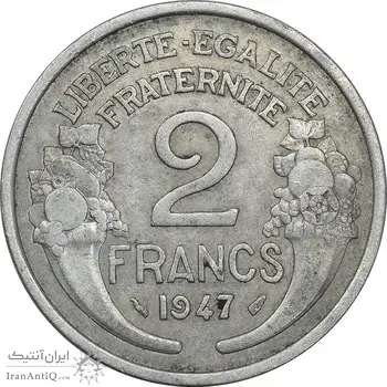 سکه 2 فرانک 1947 جمهوری چهارم - EF45 - فرانسه