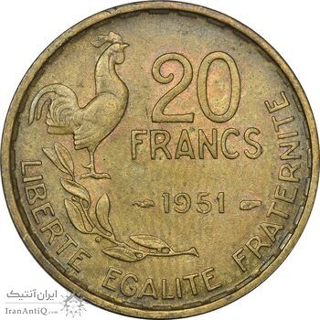 سکه 20 فرانک 1951 جمهوری چهارم - EF40 - فرانسه