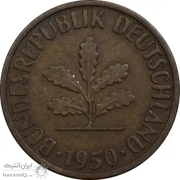 سکه 2 فینیگ 1950D جمهوری فدرال - EF40 - آلمان