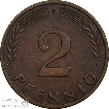 سکه 2 فینیگ 1950F جمهوری فدرال - EF40 - آلمان