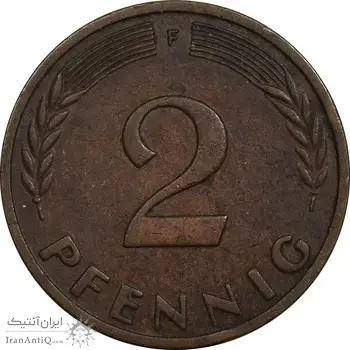 سکه 2 فینیگ 1950F جمهوری فدرال - EF40 - آلمان
