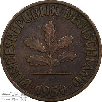 سکه 2 فینیگ 1950F جمهوری فدرال - EF40 - آلمان