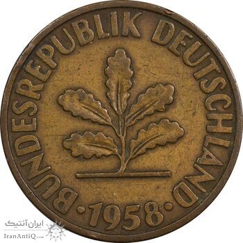 سکه 2 فینیگ 1958D جمهوری فدرال - EF40 - آلمان