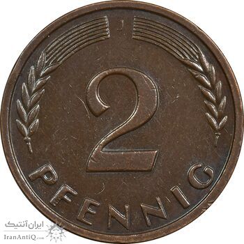 سکه 2 فینیگ 1962J جمهوری فدرال - AU50 - آلمان