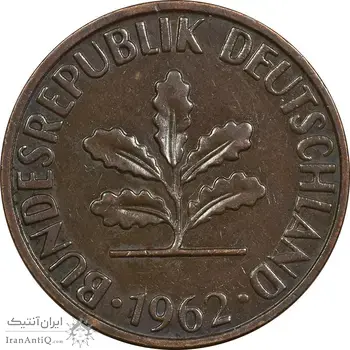 سکه 2 فینیگ 1962J جمهوری فدرال - AU50 - آلمان