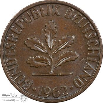 سکه 2 فینیگ 1962D جمهوری فدرال - AU50 - آلمان
