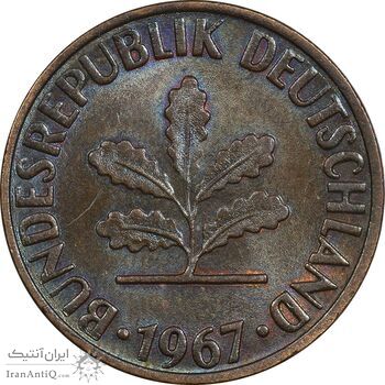 سکه 2 فینیگ 1967F جمهوری فدرال - AU50 - آلمان