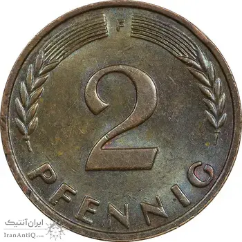 سکه 2 فینیگ 1962F جمهوری فدرال - AU58 - آلمان