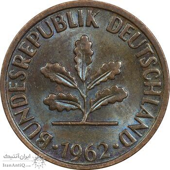 سکه 2 فینیگ 1962F جمهوری فدرال - AU58 - آلمان
