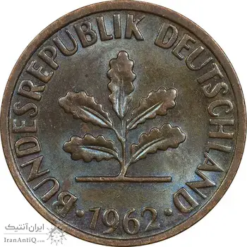 سکه 2 فینیگ 1962F جمهوری فدرال - AU58 - آلمان