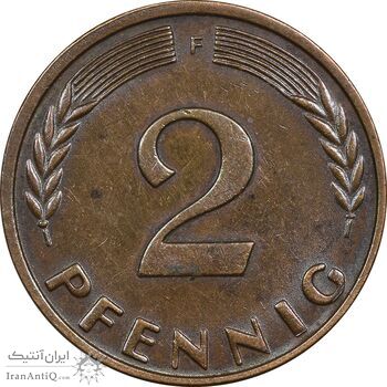 سکه 2 فینیگ 1963F جمهوری فدرال - EF45 - آلمان