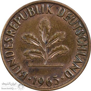 سکه 2 فینیگ 1963F جمهوری فدرال - EF45 - آلمان