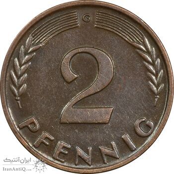 سکه 2 فینیگ 1963G جمهوری فدرال - AU50 - آلمان