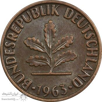 سکه 2 فینیگ 1963G جمهوری فدرال - AU50 - آلمان