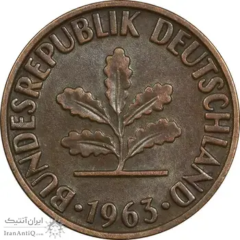 سکه 2 فینیگ 1963G جمهوری فدرال - AU50 - آلمان