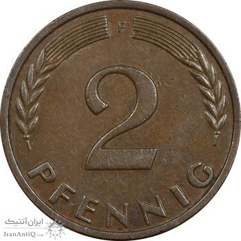 سکه 2 فینیگ 1965F جمهوری فدرال - EF45 - آلمان