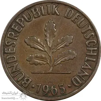 سکه 2 فینیگ 1965F جمهوری فدرال - EF45 - آلمان