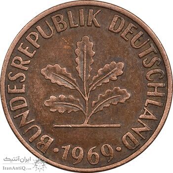سکه 2 فینیگ 1969F جمهوری فدرال - EF45 - آلمان