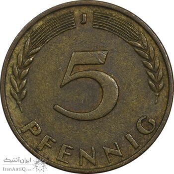 سکه 5 فینیگ 1950J جمهوری فدرال - EF40 - آلمان