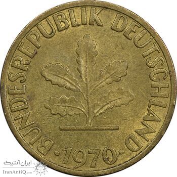 سکه 5 فینیگ 1970G جمهوری فدرال - AU50 - آلمان
