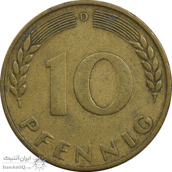 سکه 10 فینیگ 1949D جمهوری فدرال - EF40 - آلمان