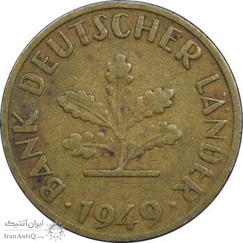 سکه 10 فینیگ 1949F جمهوری فدرال - VF35 - آلمان