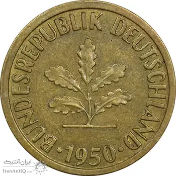 سکه 10 فینیگ 1950J جمهوری فدرال - EF45 - آلمان
