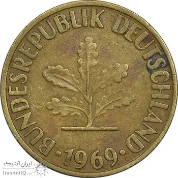 سکه 10 فینیگ 1969G جمهوری فدرال - EF45 - آلمان
