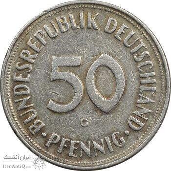 سکه 50 فینیگ 1950G جمهوری فدرال - VF35 - آلمان