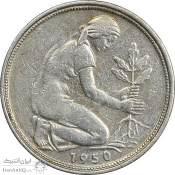 سکه 50 فینیگ 1950G جمهوری فدرال - VF35 - آلمان