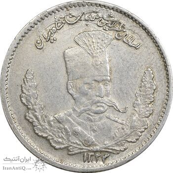 سکه 2000 دینار 1323 تصویری - AU50 - مظفرالدین شاه