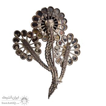 سنجاق سینه ملیله کاری طرح گل با مینا - کد 027496