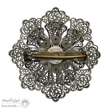 سنجاق سینه ملیله کاری طرح گل با مینا - کد 027495