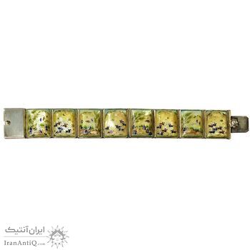 دستبند نقره مینیاتور روی صدف - محمد رضا شاه - کد 024404