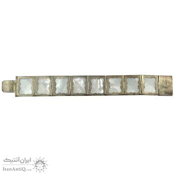 دستبند نقره مینیاتور روی صدف - محمد رضا شاه - کد 024404