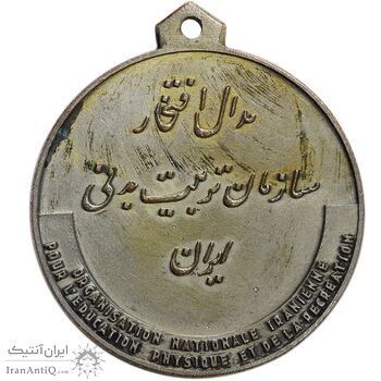 مدال برنز آویز افتخار سازمان تربیت بدنی ایران (نقره ای) - EF45 -  محمد رضا شاه