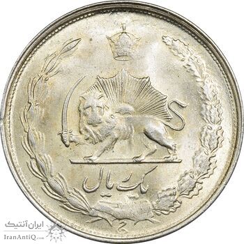 سکه 1 ریال 1323/2 نقره - سورشارژ تاریخ - نوع یک - MS63 - محمد رضا شاه