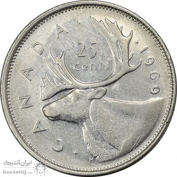 سکه 25 سنت 1969 الیزابت دوم - AU50 - کانادا سکه 25 سنت 1969 الیزابت دوم - AU50 - کانادا