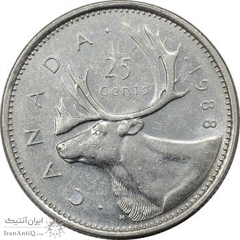 سکه 25 سنت 1988 الیزابت دوم - AU55 - کانادا سکه 25 سنت 1988 الیزابت دوم - AU55 - کانادا