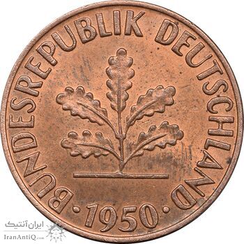 سکه 1 فینیگ 1950F جمهوری فدرال - MS61 - آلمان