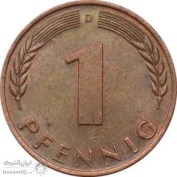 سکه 1 فینیگ 1950D جمهوری فدرال - AU55 - آلمان