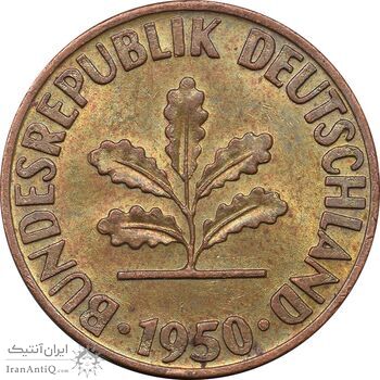سکه 1 فینیگ 1950D جمهوری فدرال - AU55 - آلمان